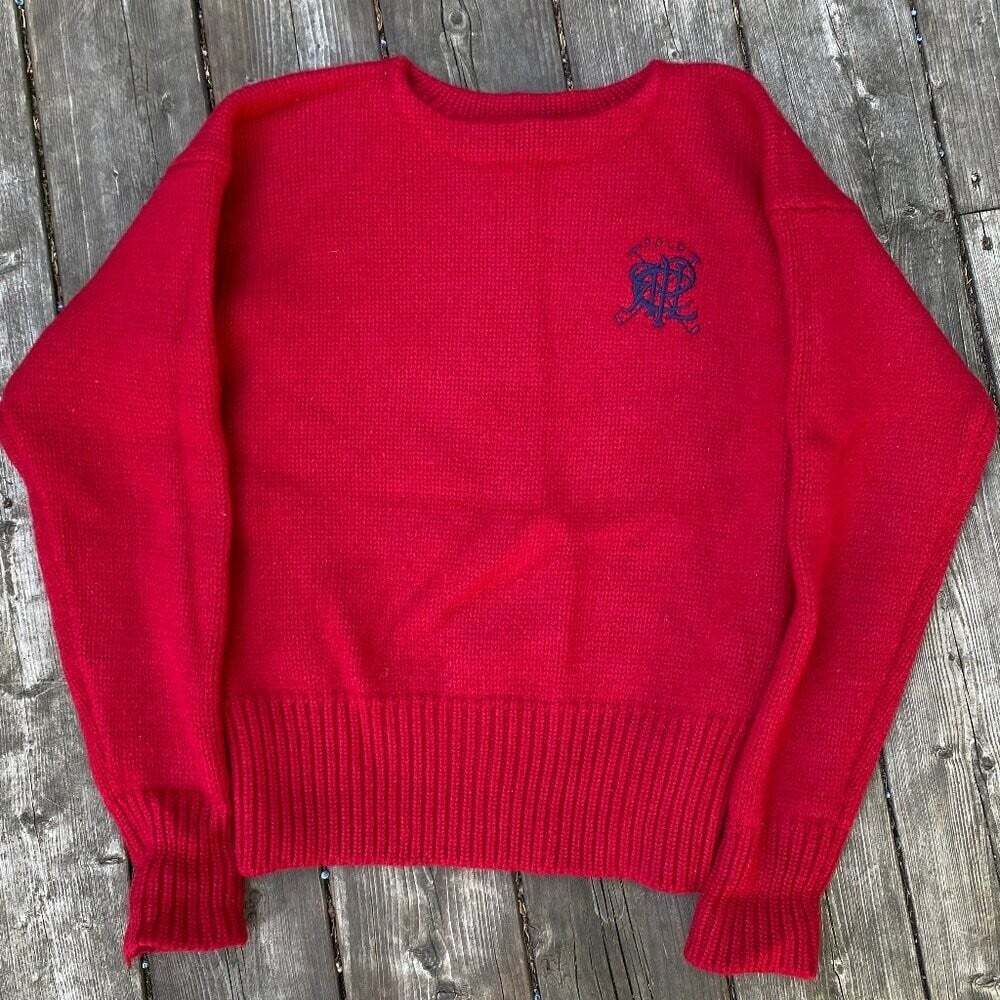 Vintage Polo Ralph Lauren Scribble RLPC Mens Sz M Wool Sweater Size Heavyweight